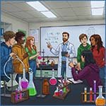 Chemistry teacher asking students questions